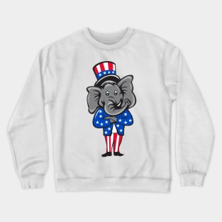 Republican Elephant Mascot Arms Crossed Standing Cartoon Crewneck Sweatshirt